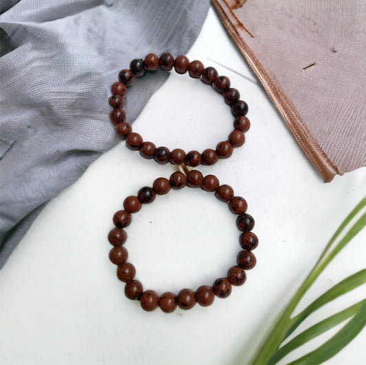 Pulsera bolita obsidiana caoba 8mm