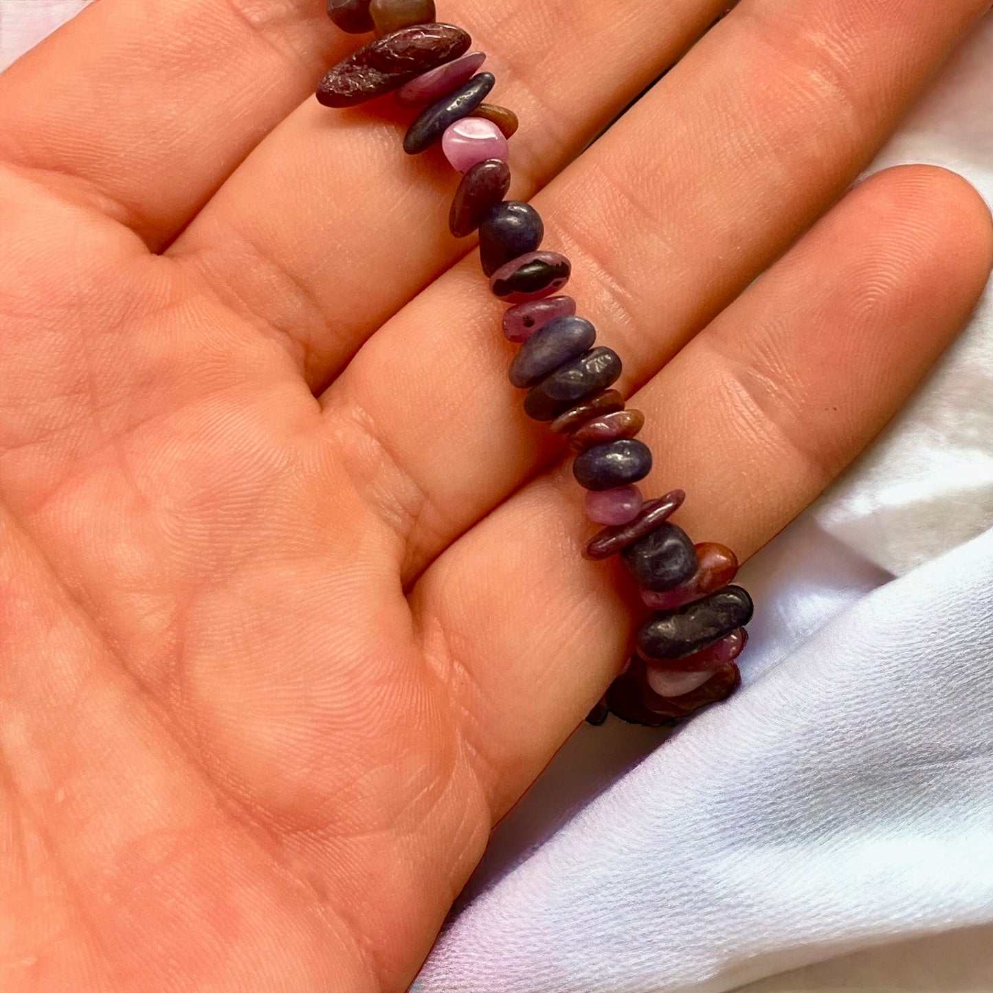 Pulsera chip de Rubí y zafiro azul