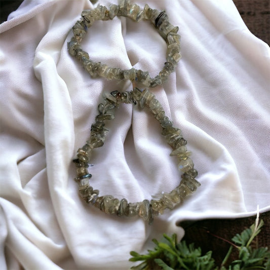 Pulsera chip Labradorita gris