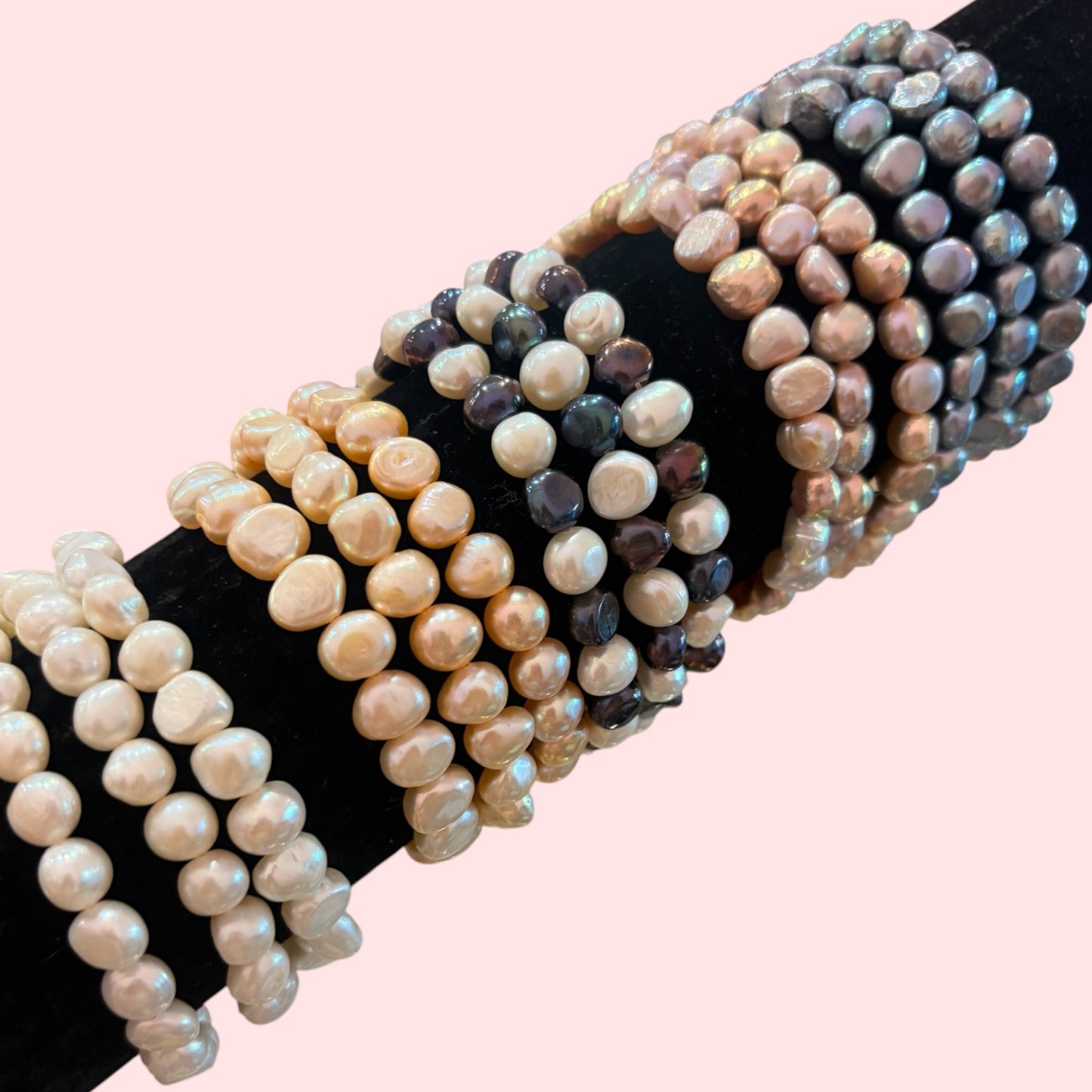 Pulsera de perlas barrocas de río naturales cultivadas
