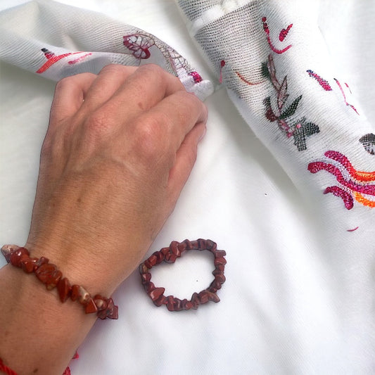 Pulsera chip de Jaspe rojo