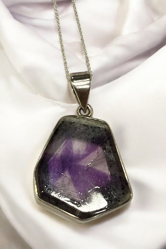 Colgante amatista alma trapiche plata de ley con cadena