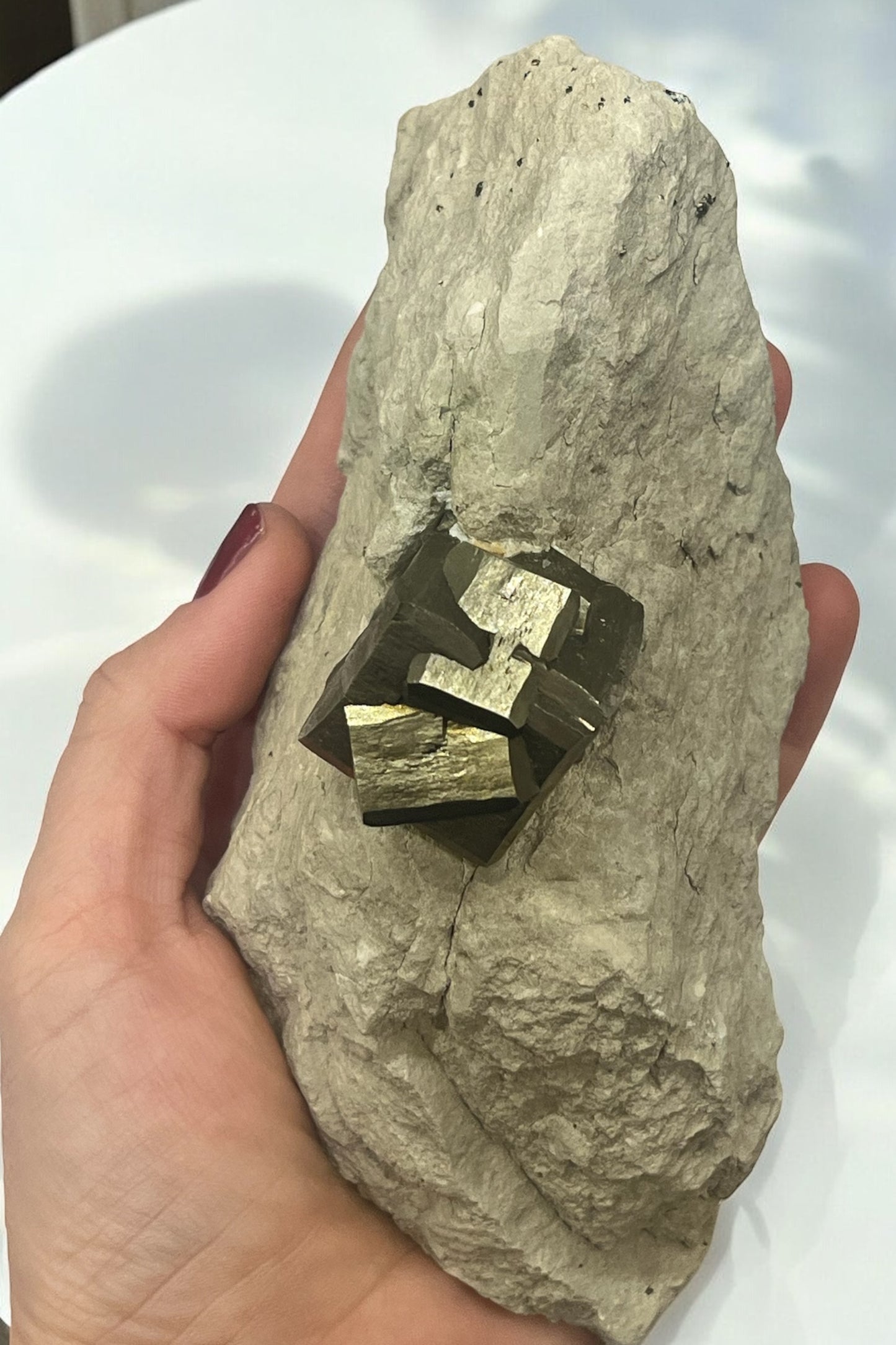 Pirita cúbica de colección en matriz