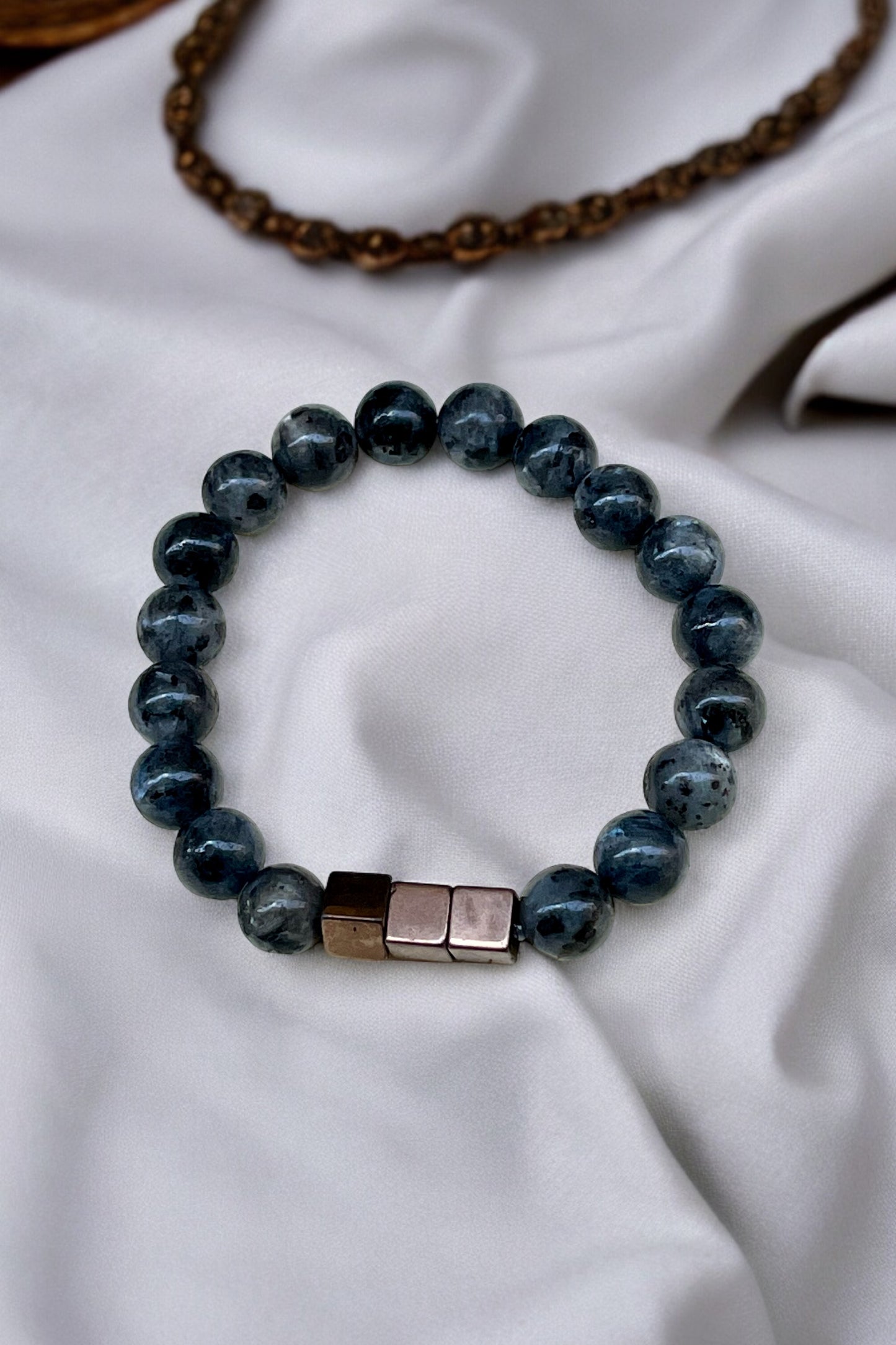 Pulsera bolita de Larvikita 8mm (varios modelos)