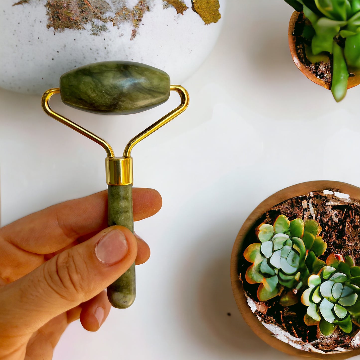 Rodillo facial de jade