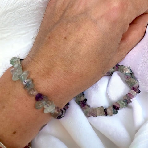 Pulsera chip Fluorita arcoíris
