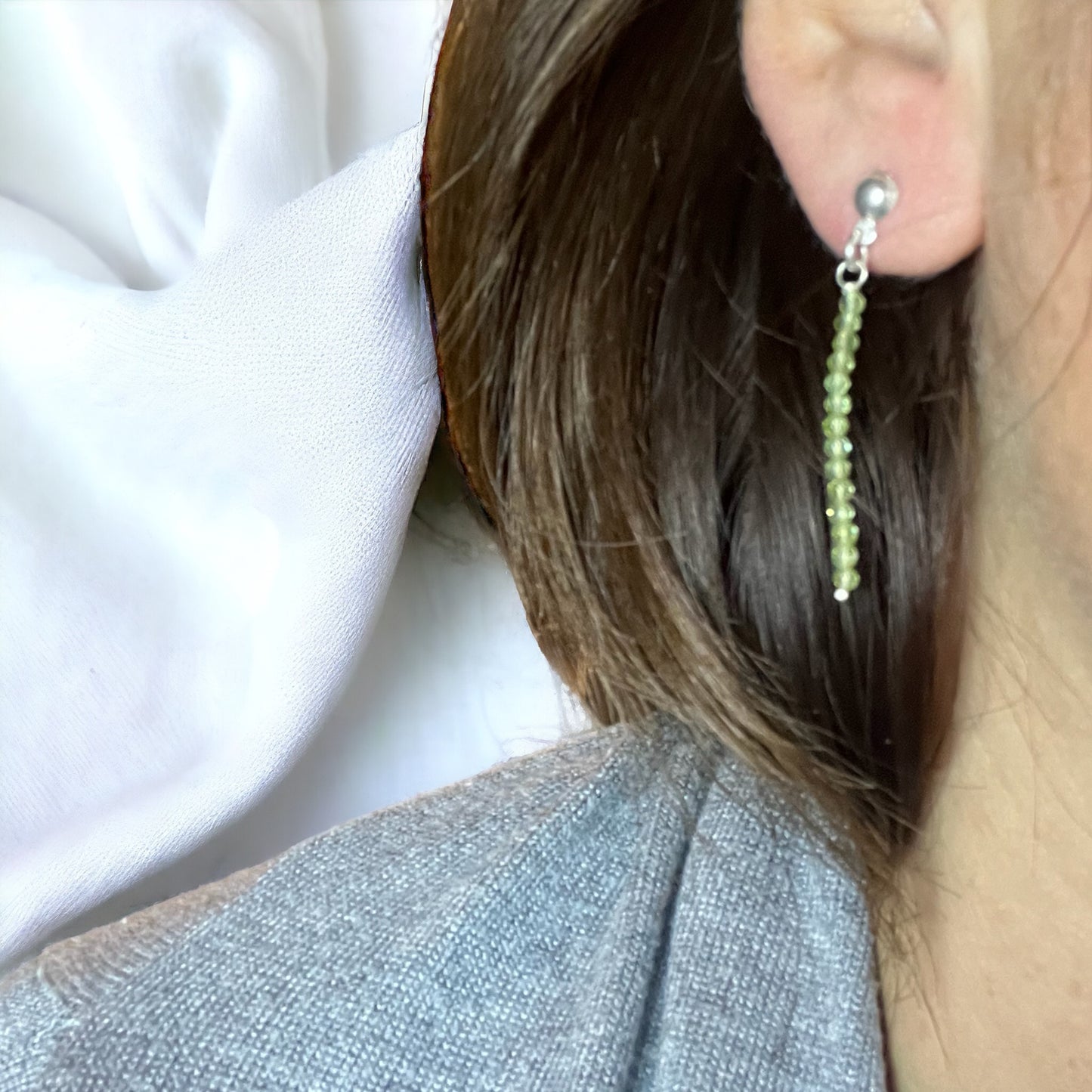 Pendiente facetado Olivino largo