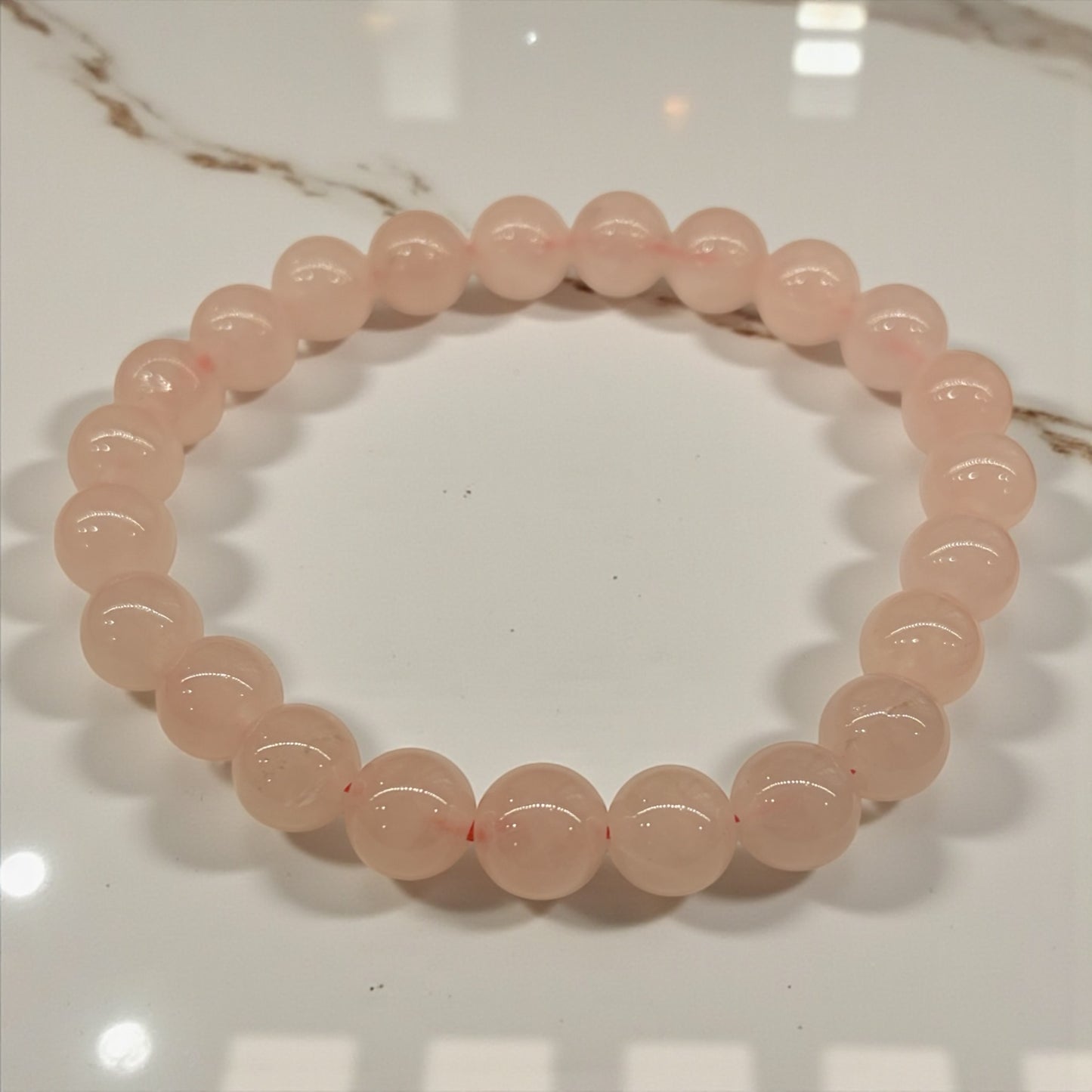 Pulsera bolita cuarzo rosa 8mm