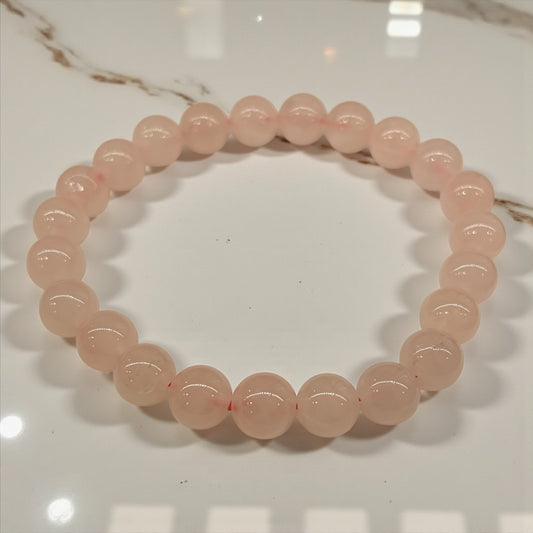 Pulsera bolita cuarzo rosa 8mm