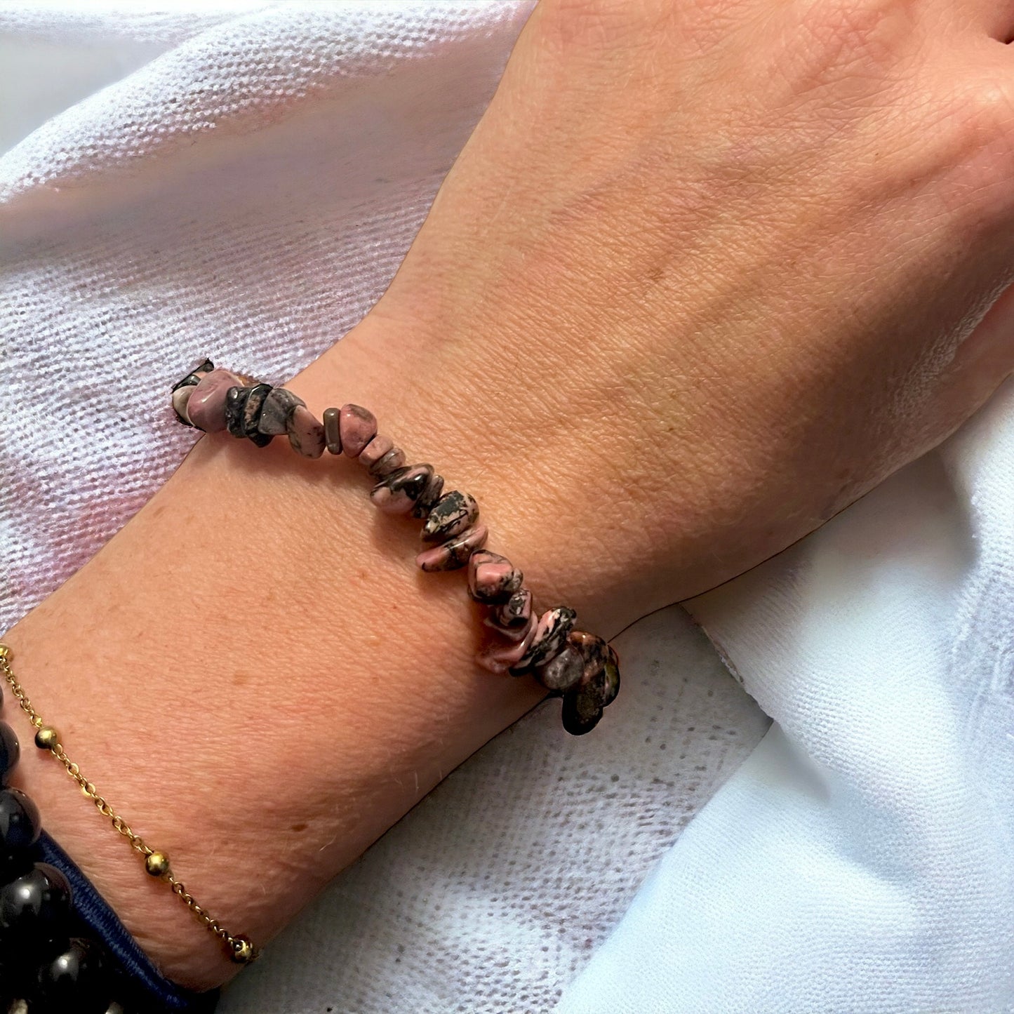 Pulsera chip de Rodonita