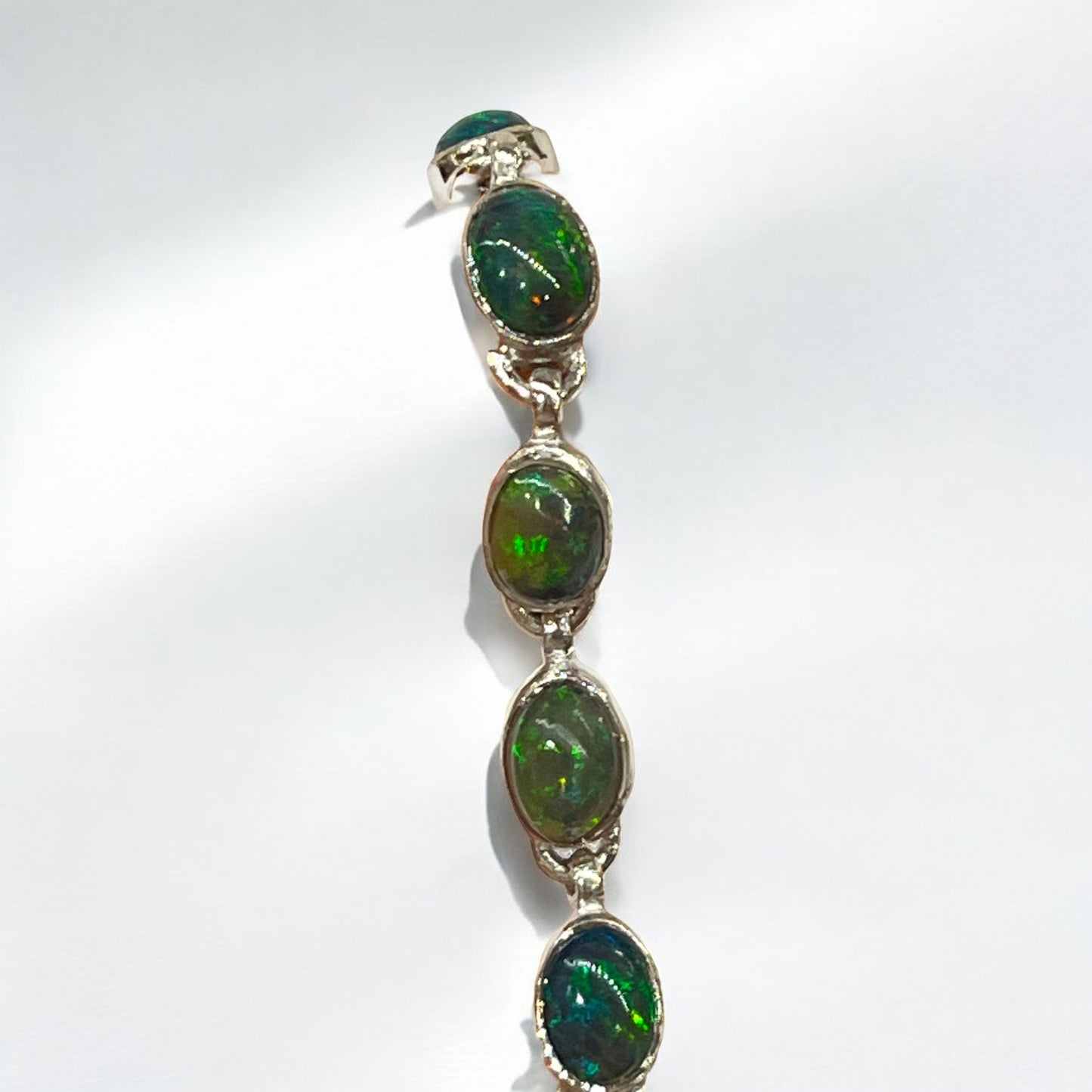 Pulsera de ópalo negro y plata de ley