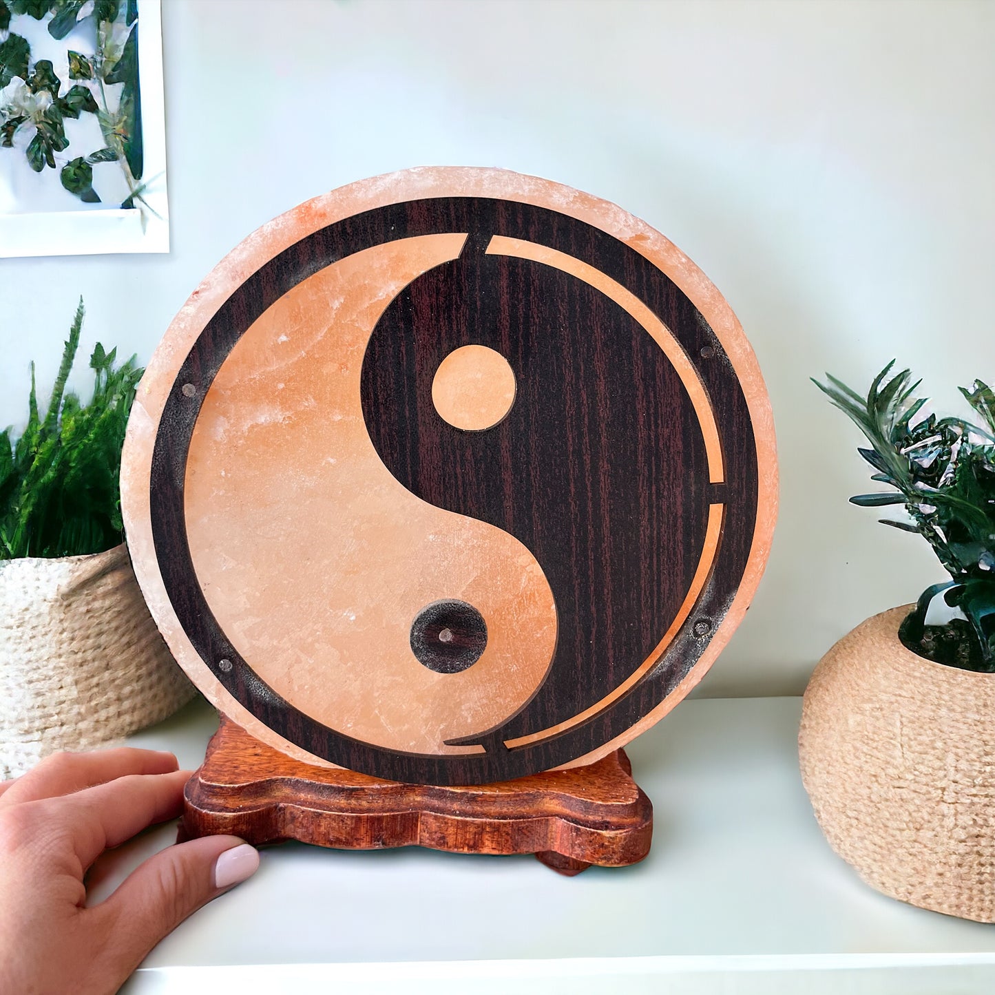 Lámpara de sal rosa de Himalaya Yin Yang