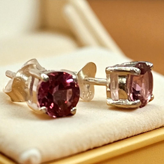 Pendientes de topacio rosa natural en plata de ley 925