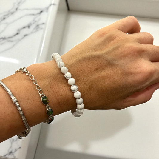 Pulsera de Howlita bolita 6mm