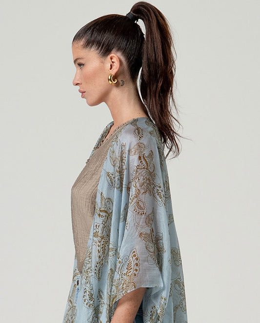 Kaftan abierto estampado AZUL