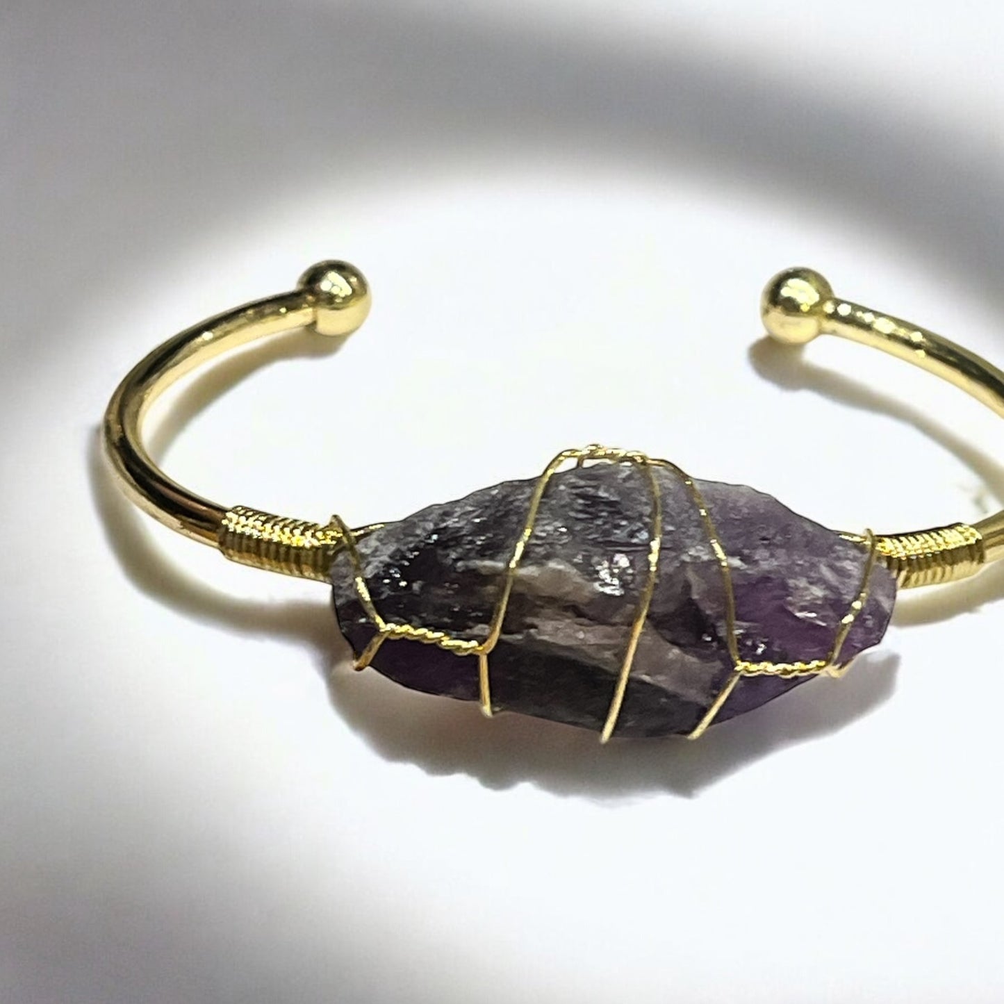 Brazalete De Bronce con minerales ajustable