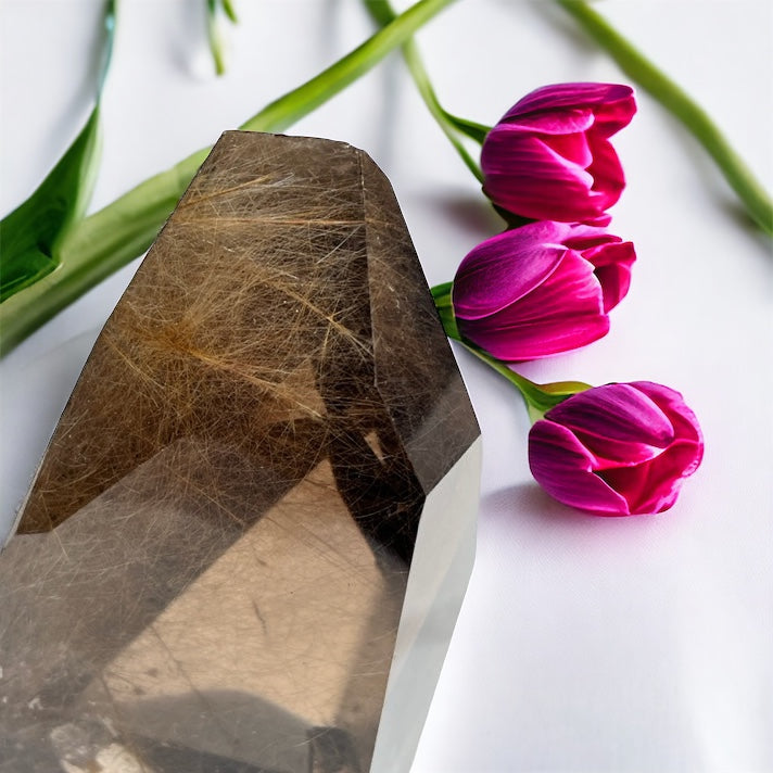 Forma pulida de cuarzo ahumado con rutilo Vega Luna Dream Vega Luna Dream Cuarzo ahumado