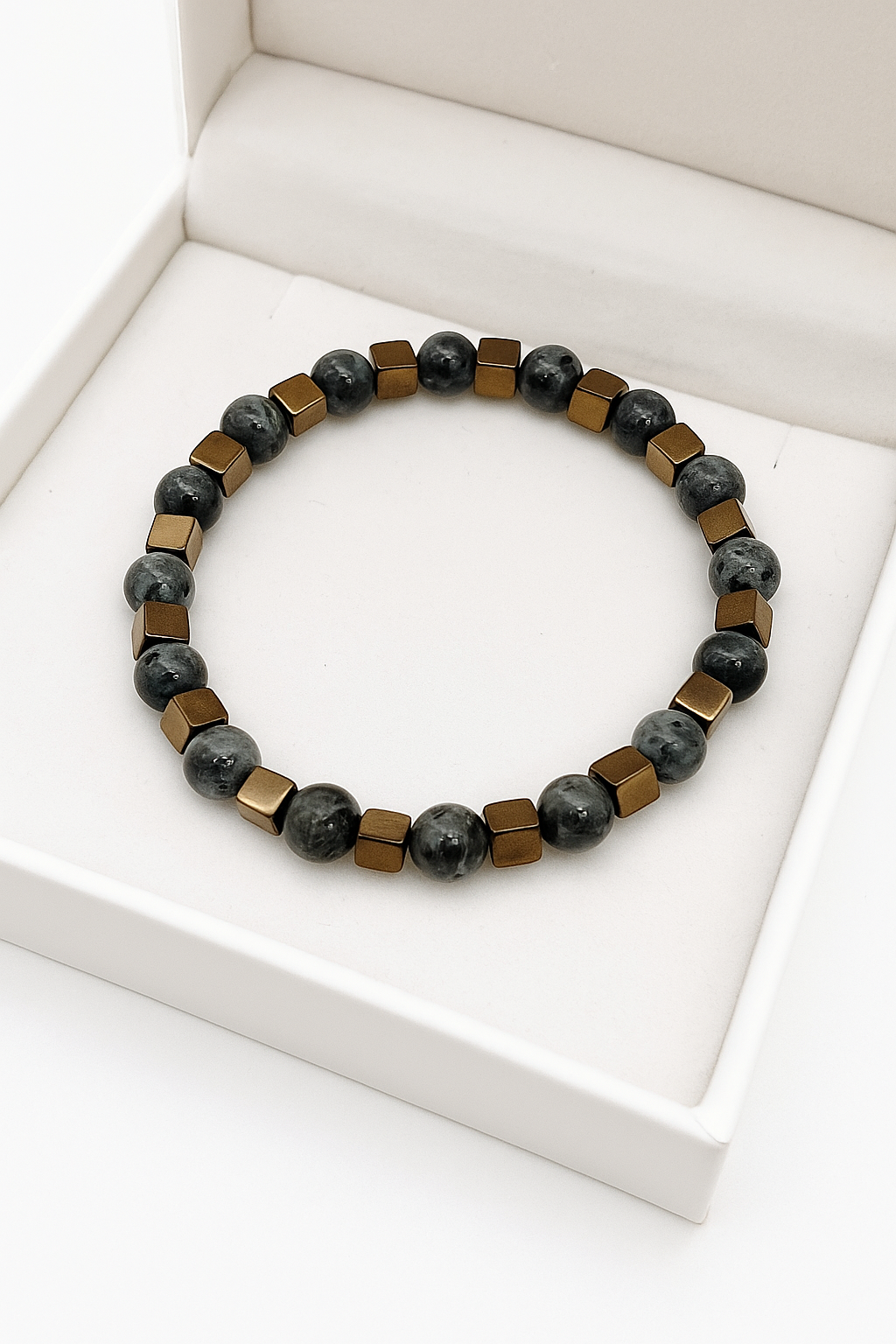 Pulsera bolita de Larvikita 6mm dones psíquicos (varios modelos)