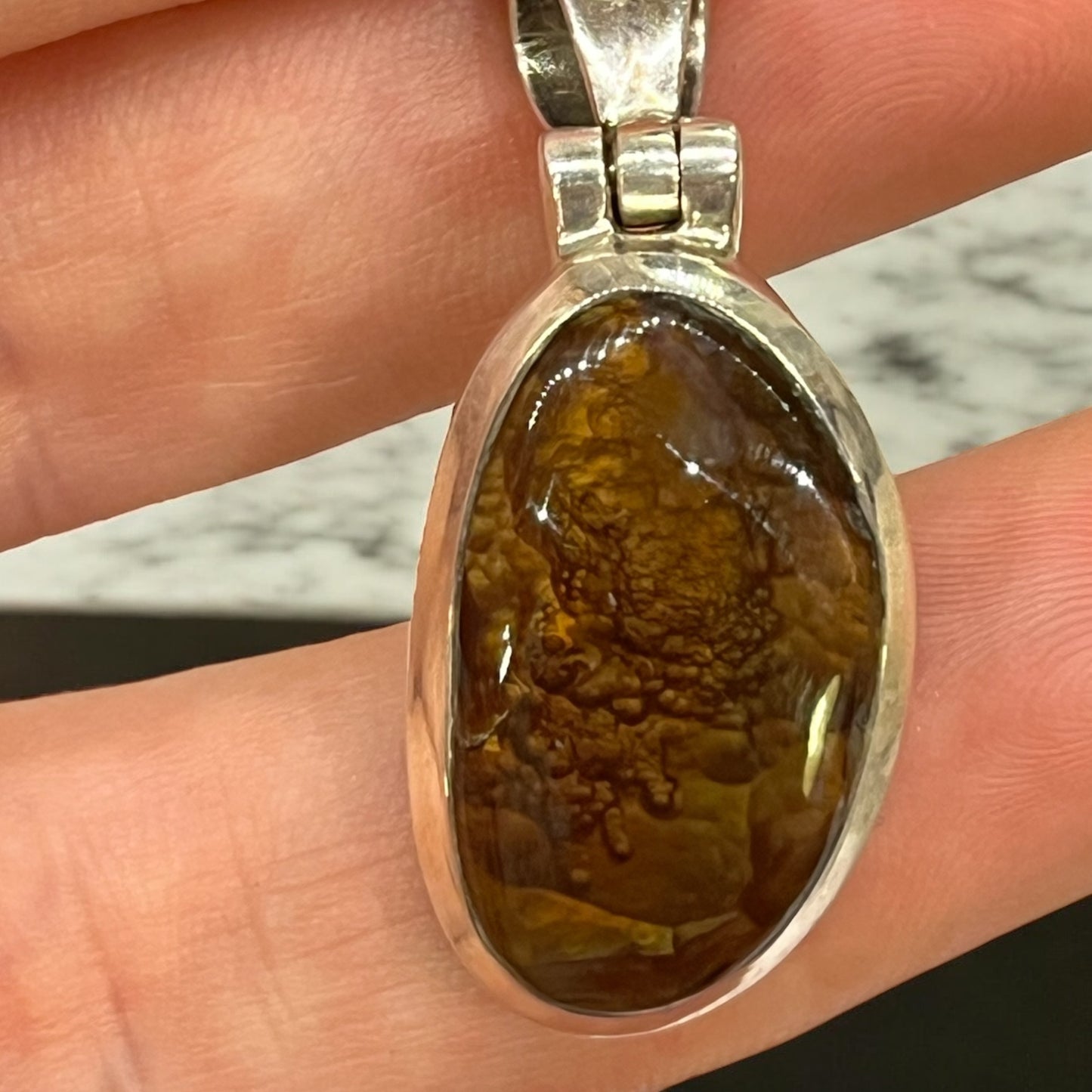 Colgante de Ágata Fuego en Plata de Ley