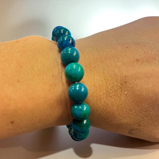 Pulsera bolita de Crisocola potenciada 10mm