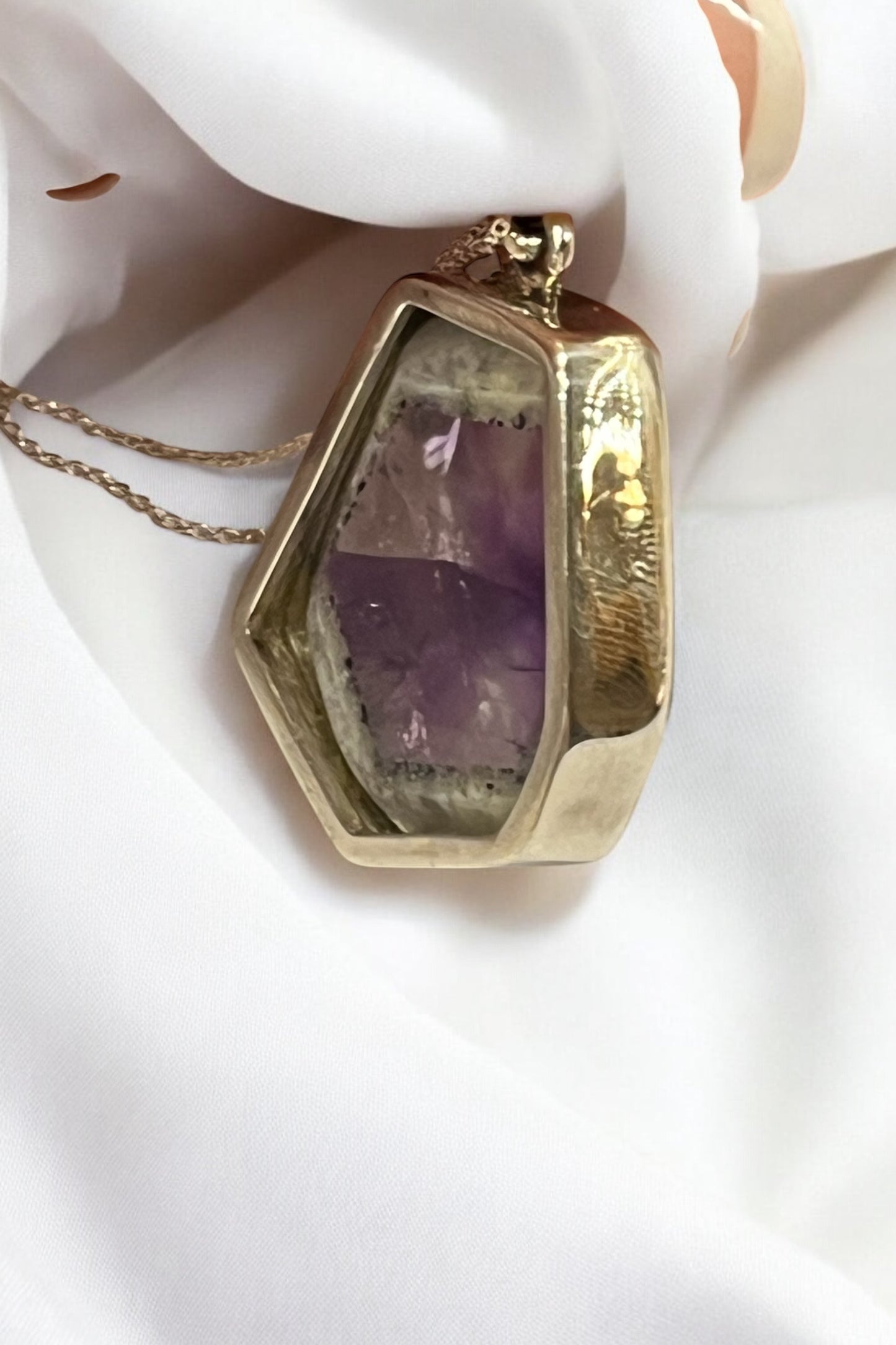 Colgante amatista alma trapiche plata de ley con cadena