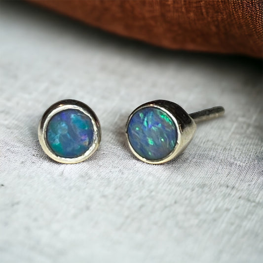 Pendientes de ópalo azul y plata de ley