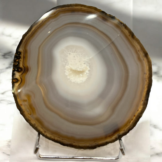 Placa de Ágata marron con cuarzo natural pulida