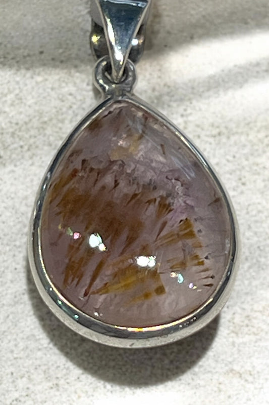 Colgante de súper seven y plata de ley gota