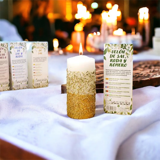 Velón de sal, ruda y romero (limpieza)