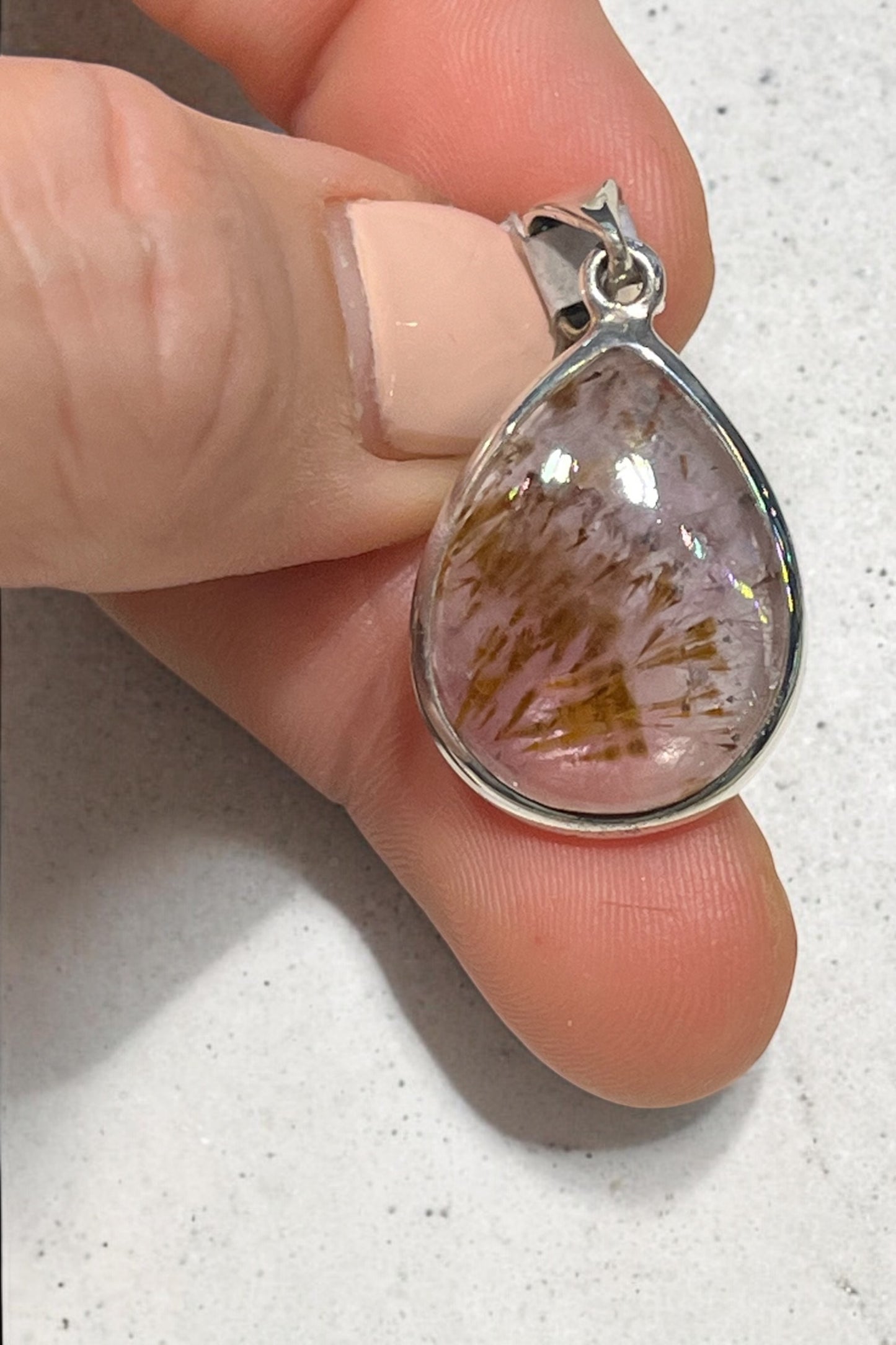 Colgante de súper seven y plata de ley gota