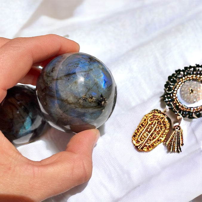 Esfera de Labradorita negra