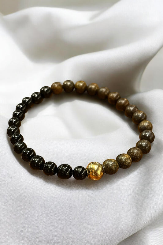 Pulsera de Broncita y turmalina bolitas 6mm (repeler envidias)