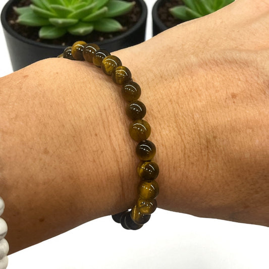 Pulsera bolitas de ojo de tigre 6mm