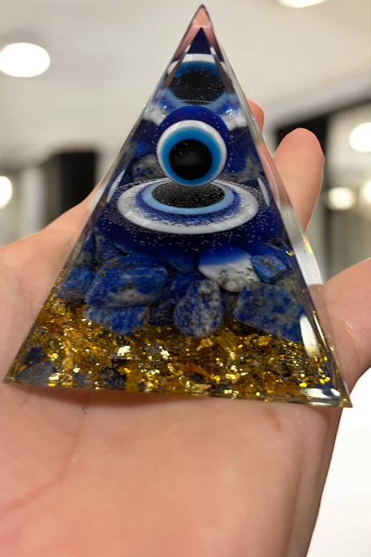 Orgonita de lapizlázuli, pan de oro y ojo turco