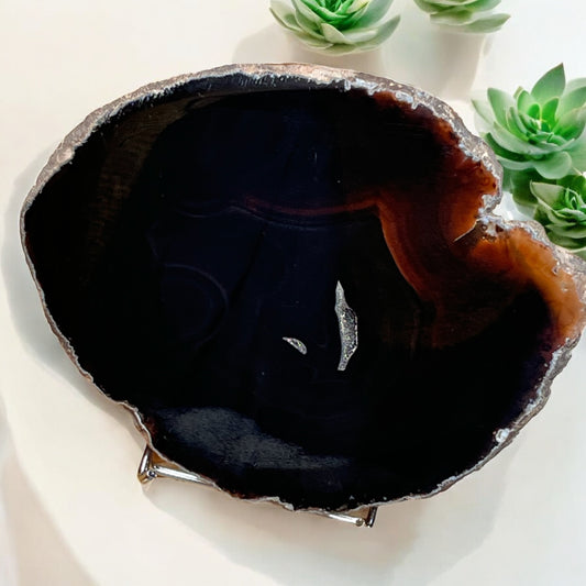 Placa de Ágata negra con hematites natural pulida