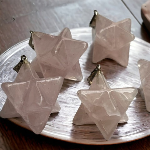 Colgante Merkabá de Cuarzo rosa Vega Luna Dream Vega Luna Dream COLGANTE MINERAL