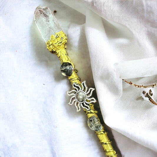 Varita mágica sol con cuarzo cristal