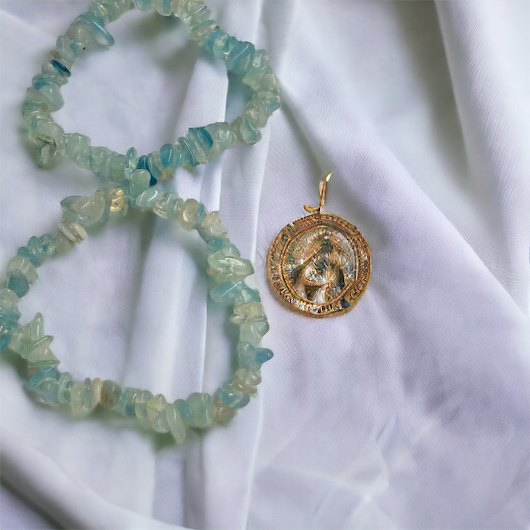 Pulsera chip de Aguamarina calidad extra