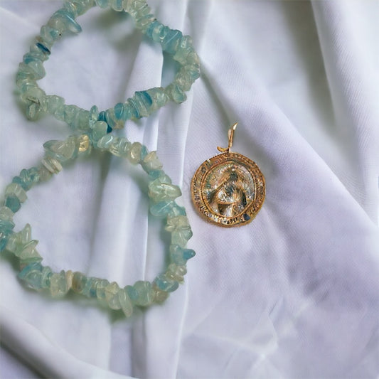 Pulsera chip de Aguamarina calidad extra