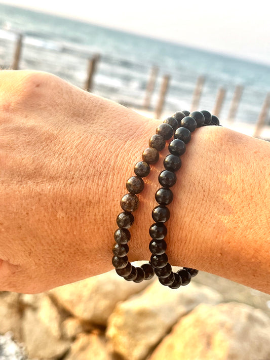 Dúo de Pulseras de Broncita y turmalina bolitas 6mm (repeler envidias) Vega Luna Dream Vega Luna Dream Pulseras