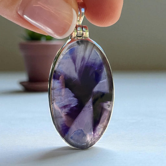 Colgante amatista alma trapiche plata de ley con cadena