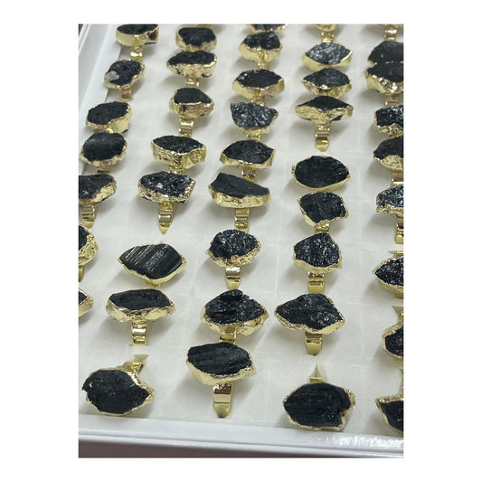 Anillo Turmalina catedral electrolítico dorado ajustable