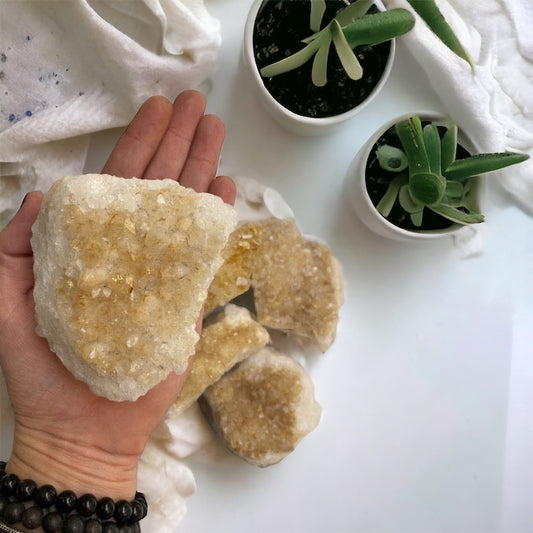 Drusas de cuarzo citrino calentado