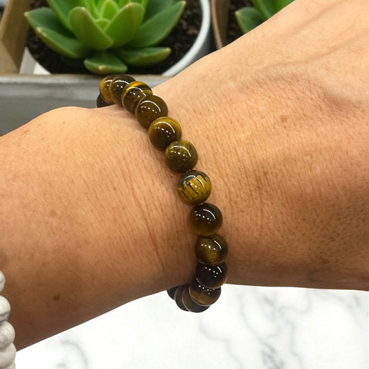 Pulsera bolitas de ojo de tigre 8mm