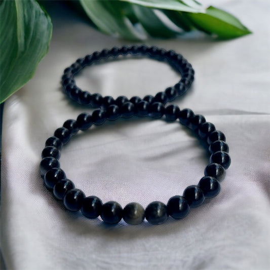 Pulsera bolita obsidiana dorada 6mm Vega Luna Dream Vega Luna Dream PULSERA