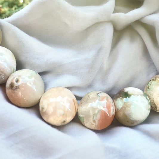 Pulsera bolitas de Ágata Sakura 8mm