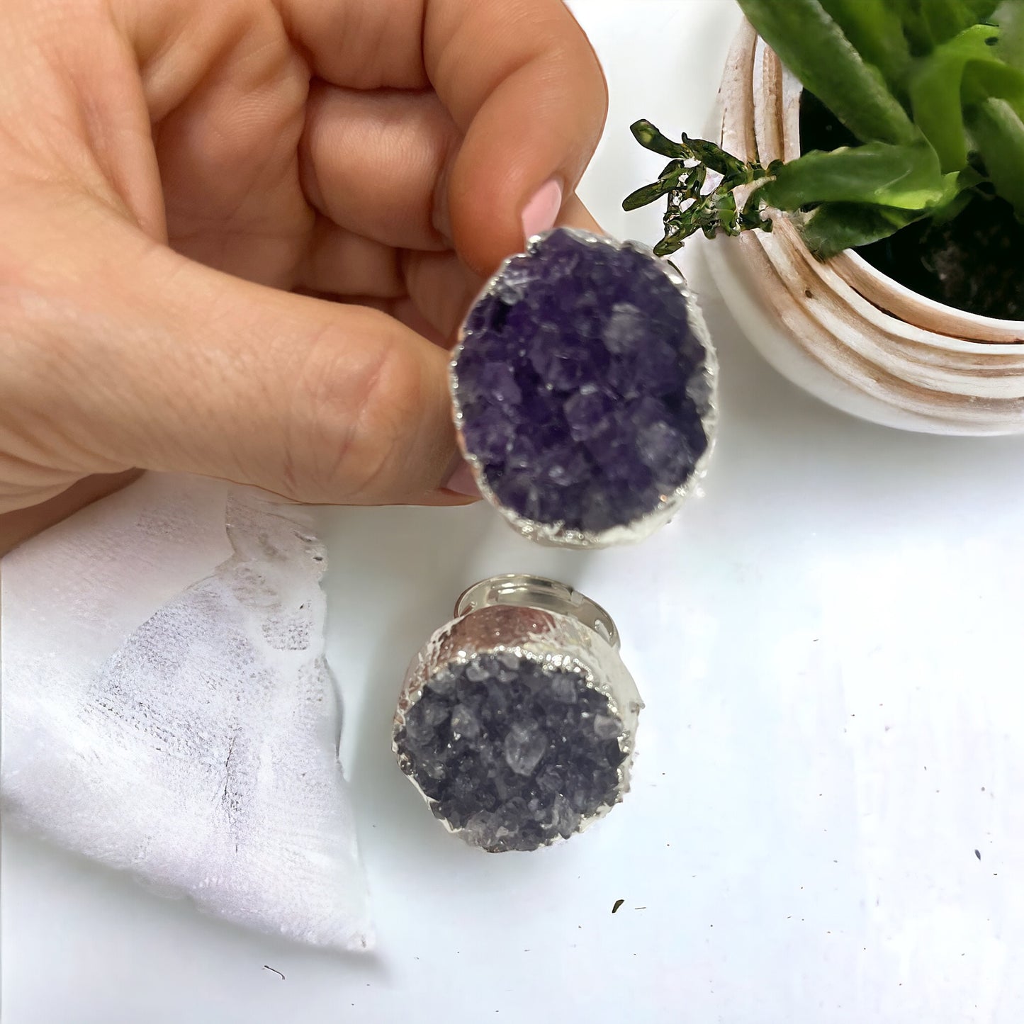 Anillo de amatista baño de plata