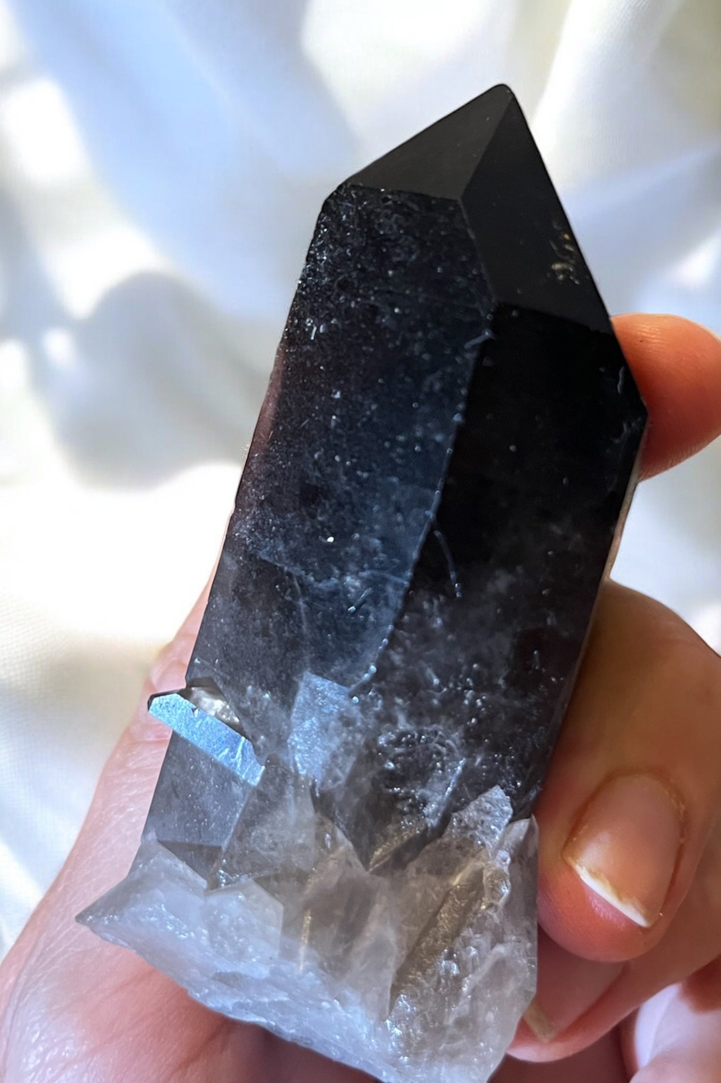 Punta cuarzo ahumado morión maestria ventana e interferencia