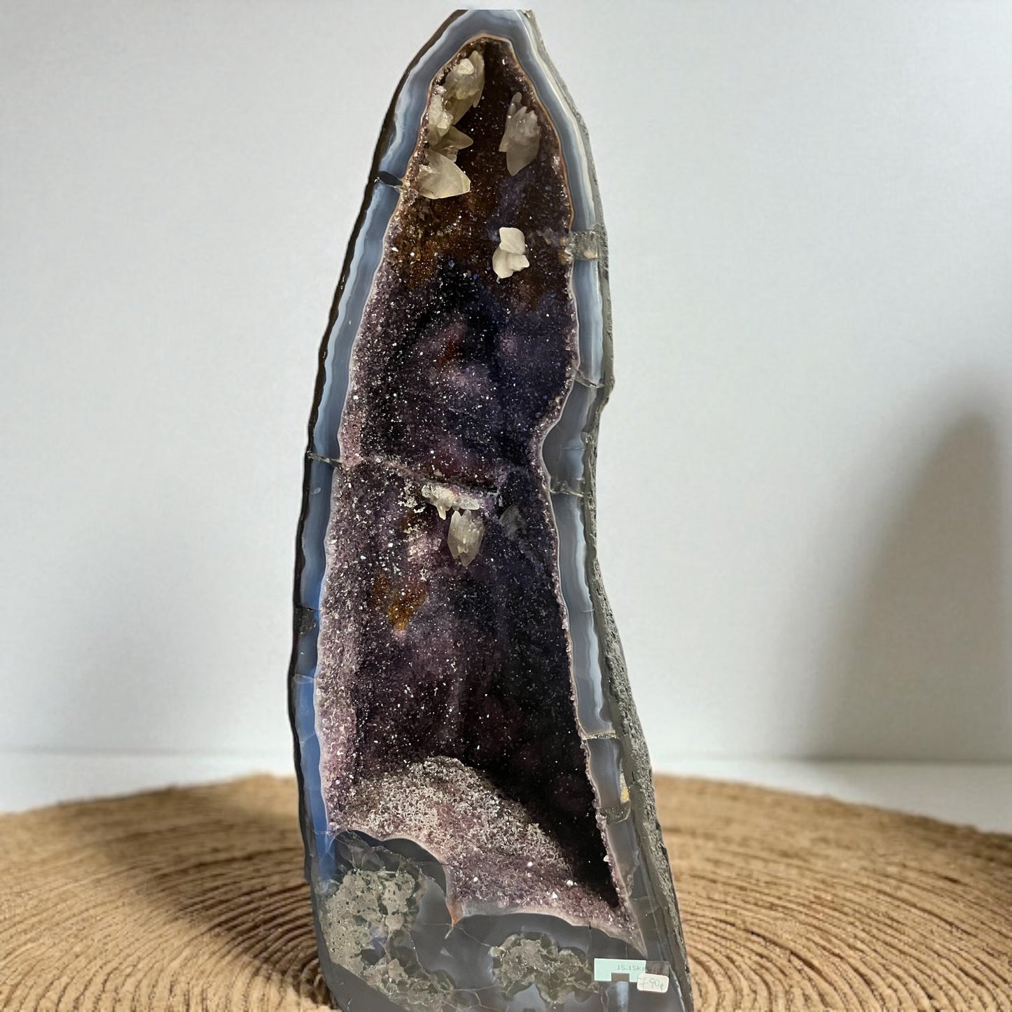 Geoda ágata con amatista, calcita y Hematite 53cm