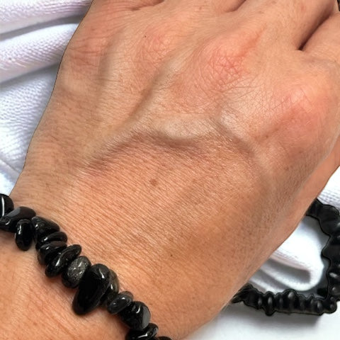 Pulsera chip obsidiana dorada